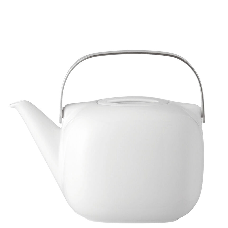Rosenthal Moon White tea pot on white background.