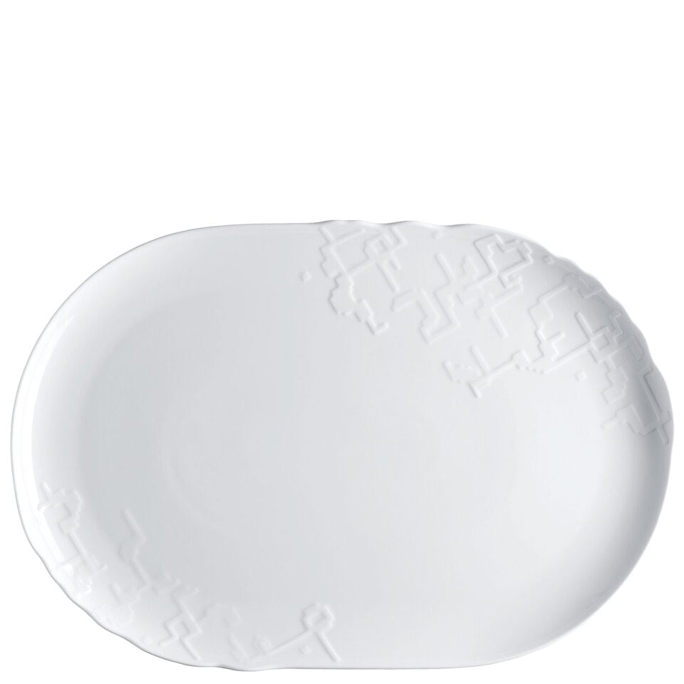 Rosenthal Moon White serving platter on white background.