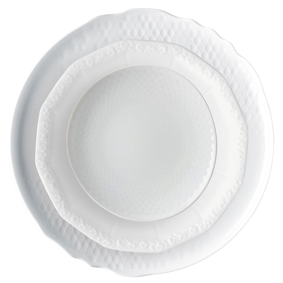 Rosenthal Moon White dinner plate on white background.