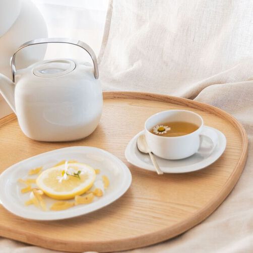 Rosenthal Maria White Coffee pot and milk pot and plate with a small cake