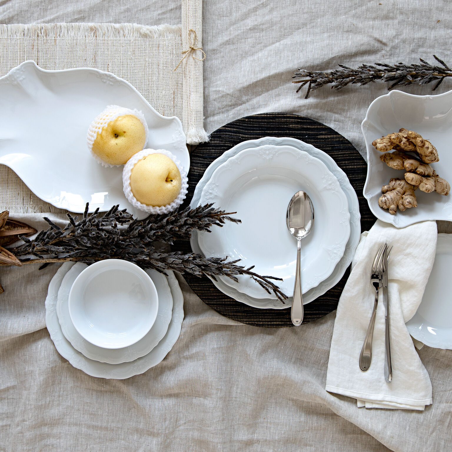 Rosenthal Porcelain, Rim Soup, 9 1/2 inch, Baronesse Weiss