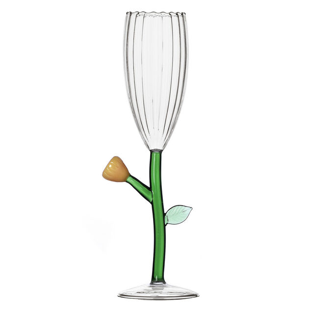 Champagne goblet optic with amber flower image number 0