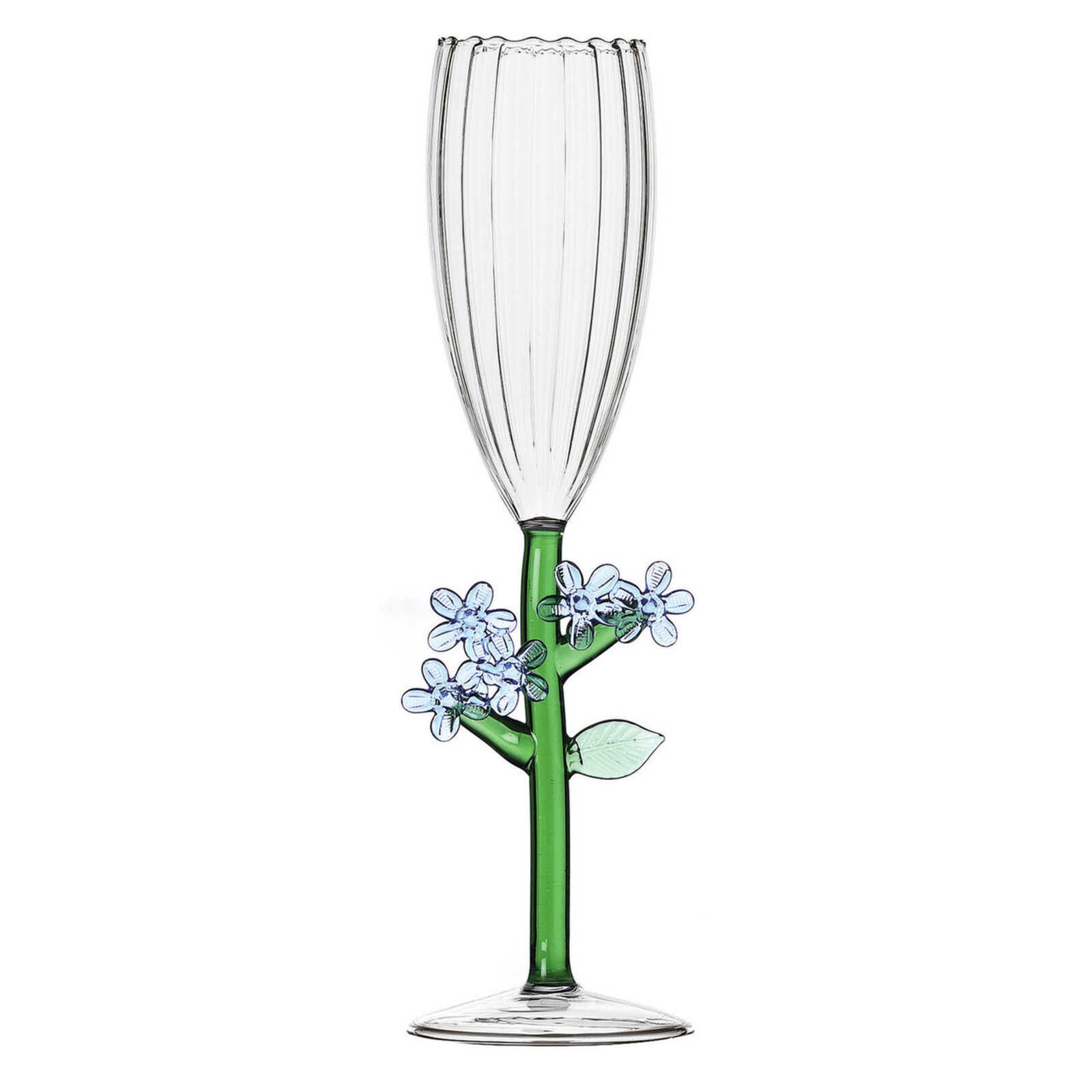 Champagne goblet optic with blue flower image number null