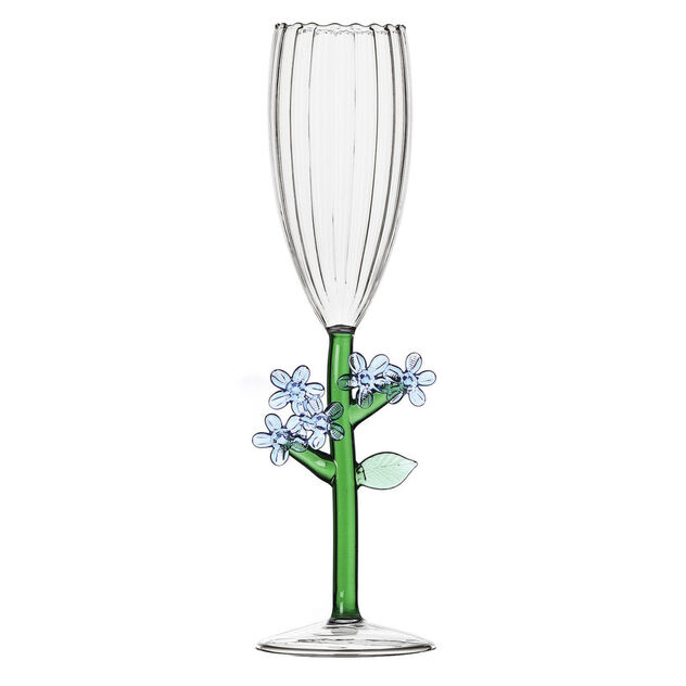 Champagne goblet optic with blue flower image number 0