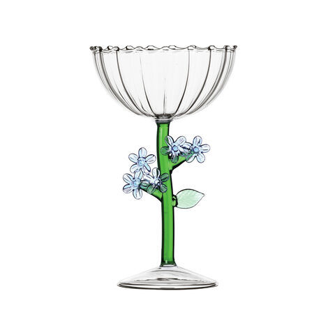 Champagne bowl optic with  light blue flower