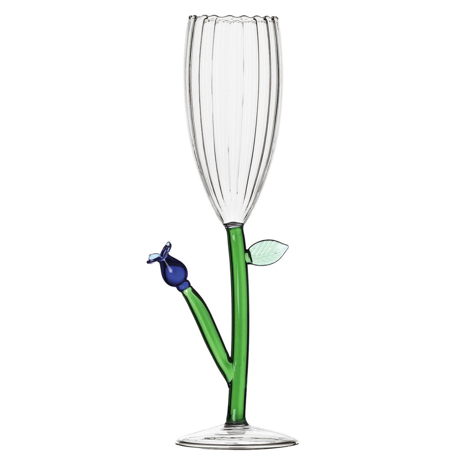 Champagne goblet optic with blue flower image number null