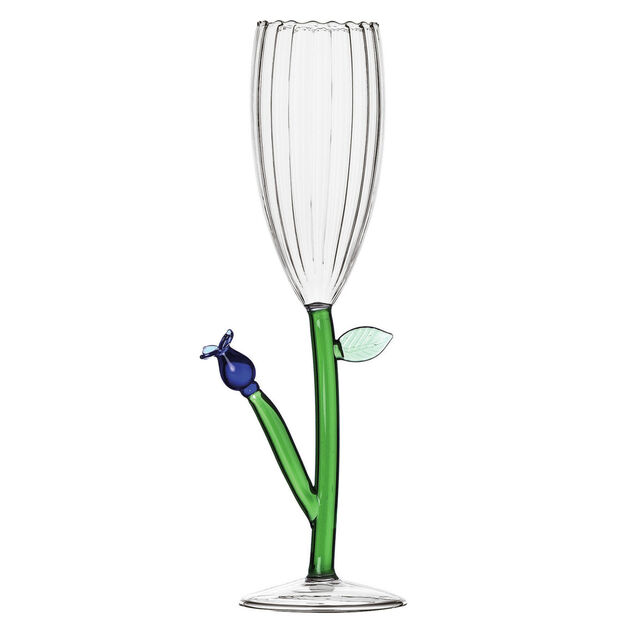 Champagne goblet optic with blue flower image number 0