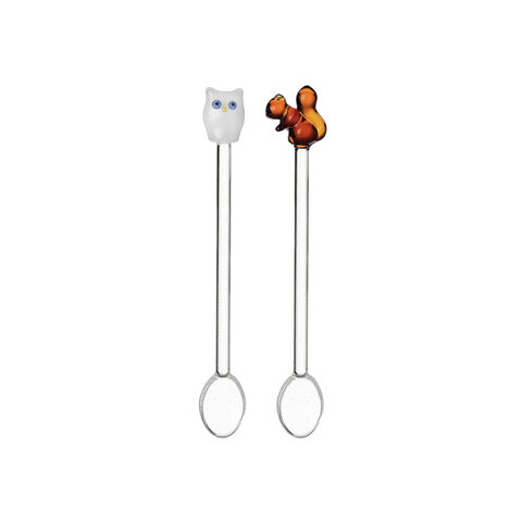 Spoon set 2 pcs, with owl and squirrel