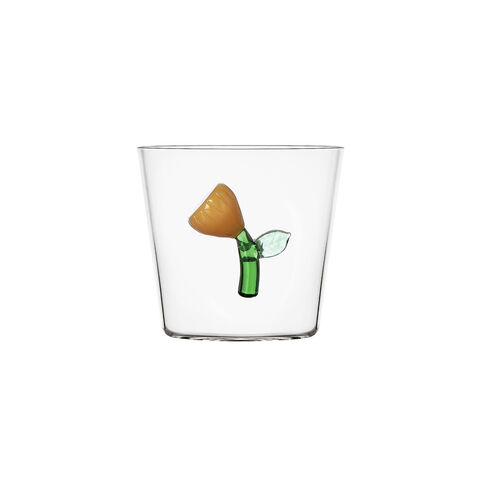 Water glass with amber flower