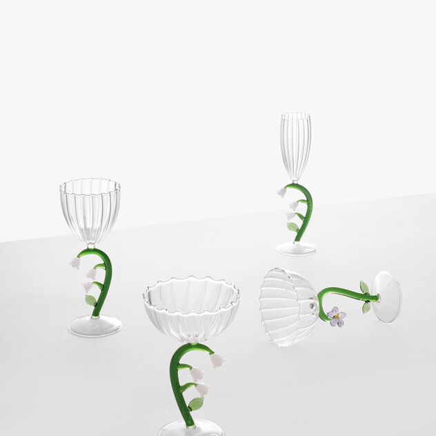 Champagne bowl optic with white flower image number 1
