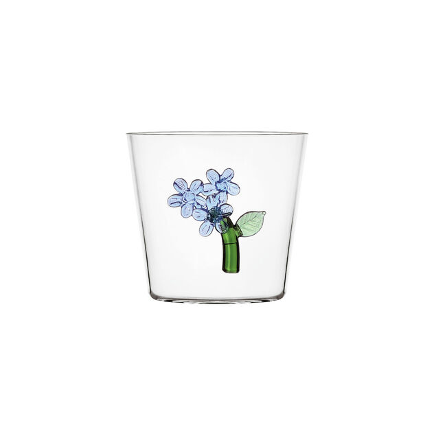 Water glass with light blue flower image number 0