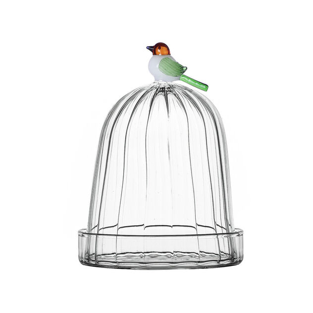 Cloche with dish and bird image number 0