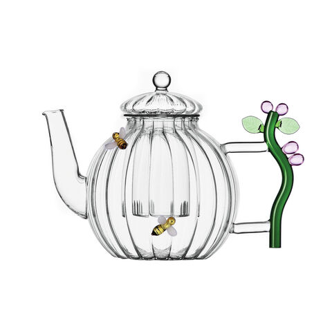 Teapot Optic with pink flower and bee