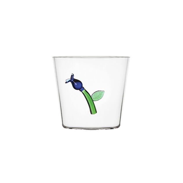 Water glass with blue flower image number 0