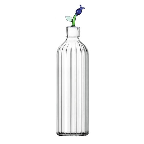 Bottle optic with blue flower