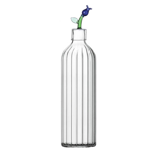 Bottle optic with blue flower