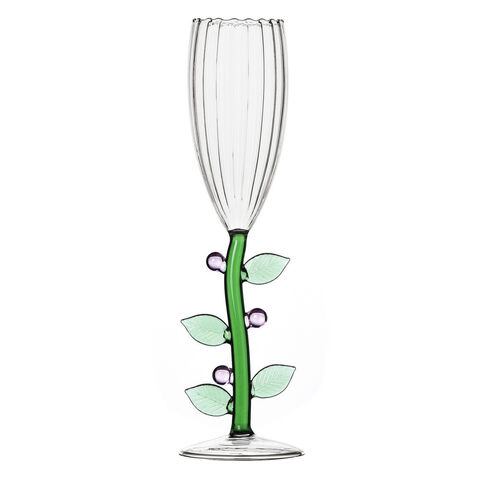 Champagne goblet optic with pink flower