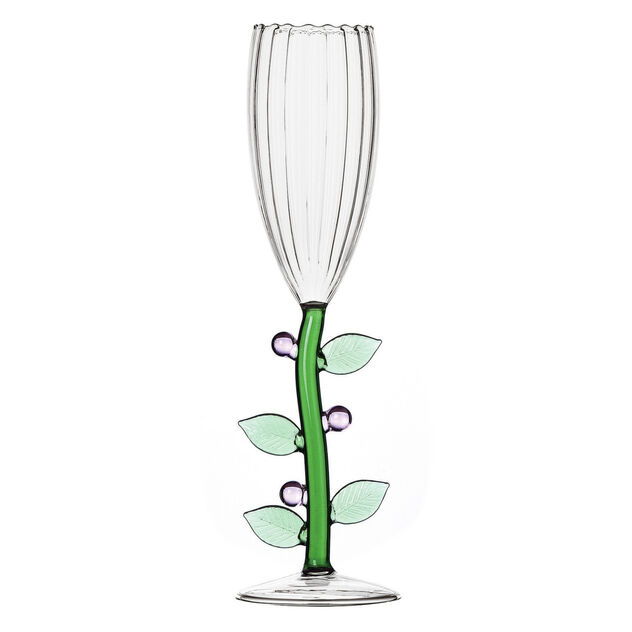 Champagne goblet optic with pink flower image number 0