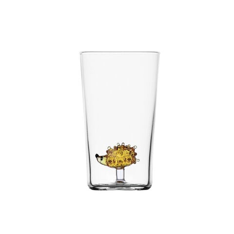 Long drink glass with hedgehog