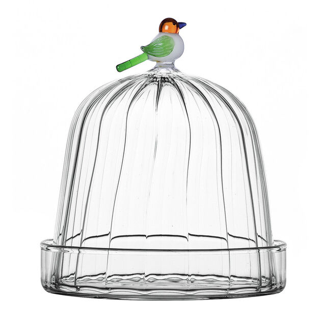 Cloche with dish and bird image number 0