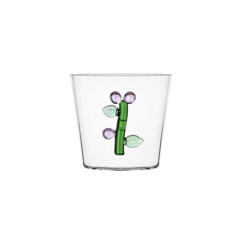 Water glass with pink flower