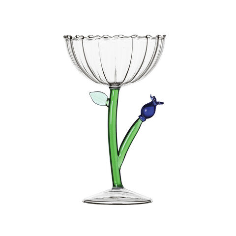 Champagne bowl optic with blue flower