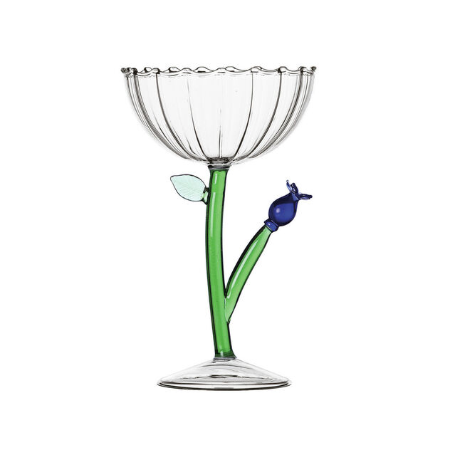 Champagne bowl optic with blue flower image number 0