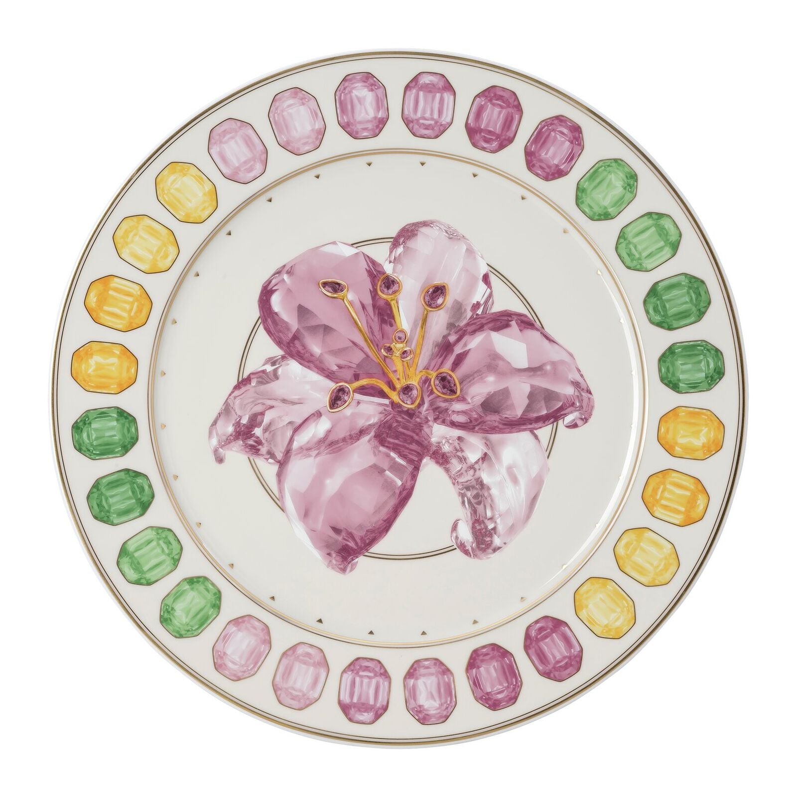 Charger plate (33 cm) from the Swarovski IDYLLIA Lily collection in porcelain. image number null