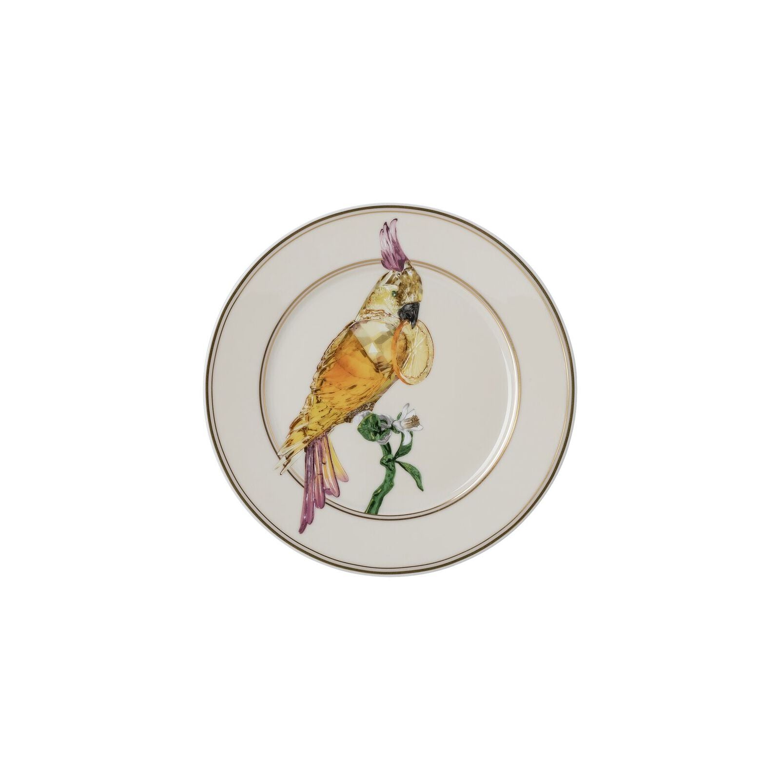 Cockatoo plate (18 cm) from the Swarovski IDYLLIA collection in porcelain. image number null