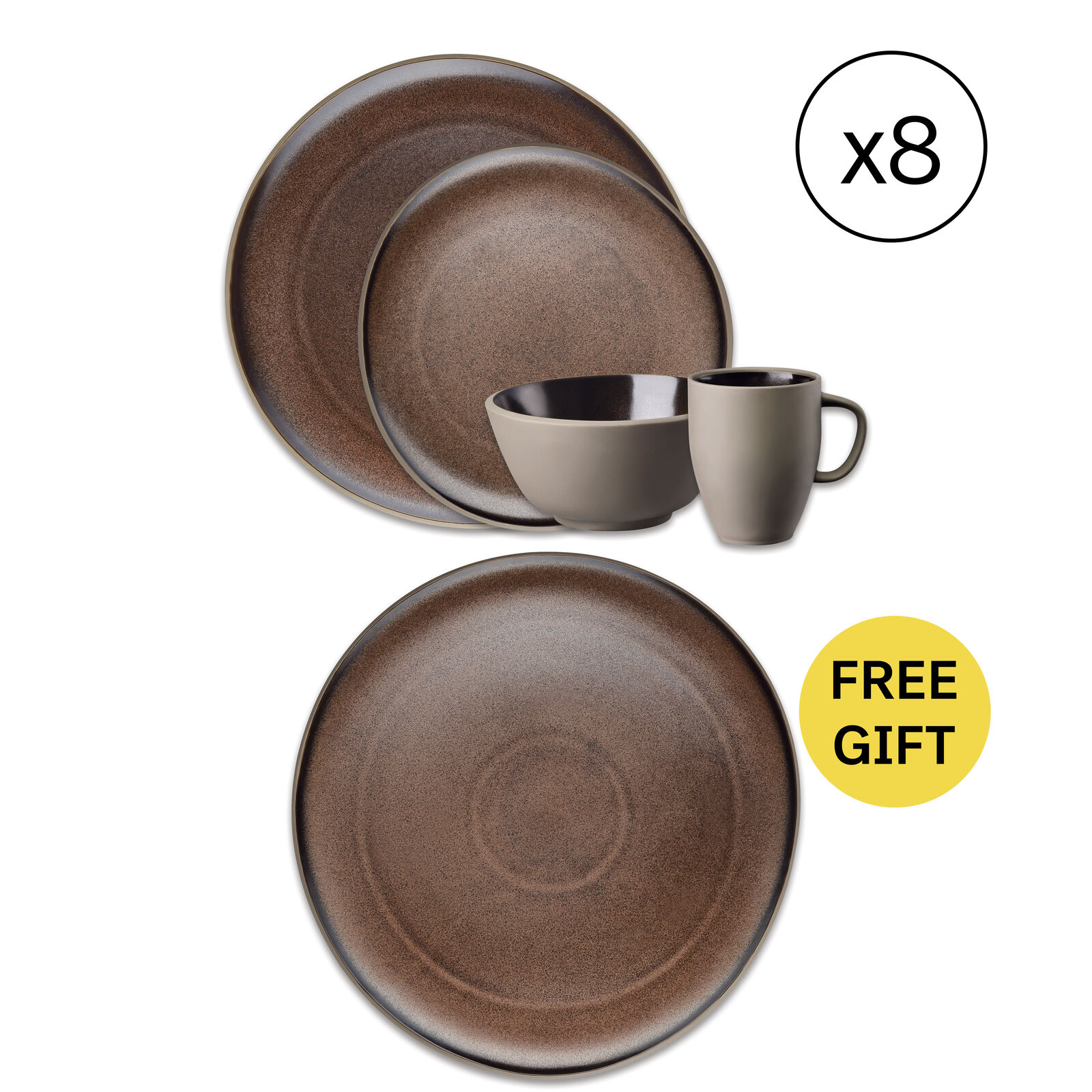Dinnerware Set for 8 People 32 Pieces with Free Gift image number null