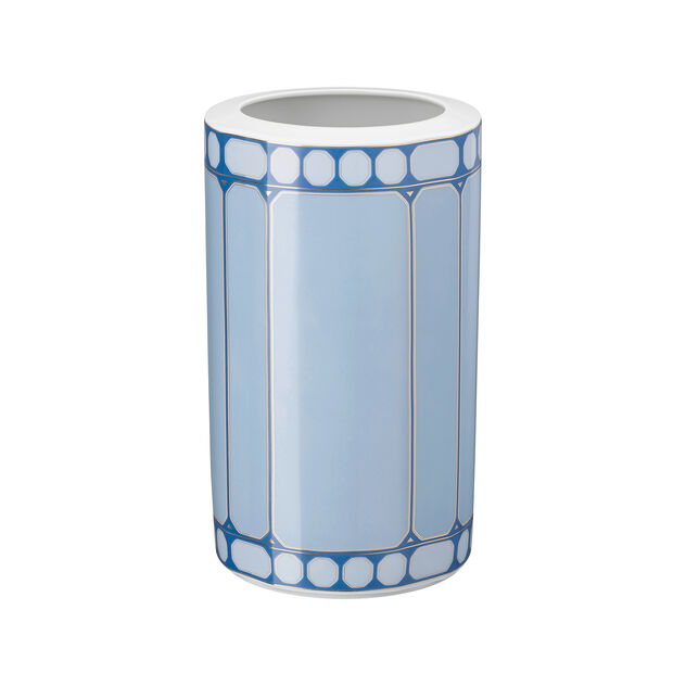 Vase (27 cm) from the Swarovski SIGNUM Azure collection in porcelain, on a neutral surface. image number 0