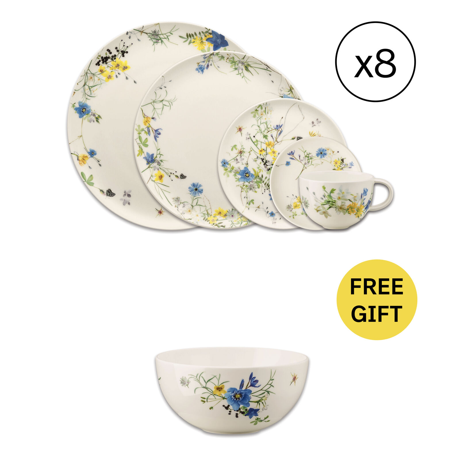 Dinnerware Set for 8 People 40 Pieces with Free Gift image number null