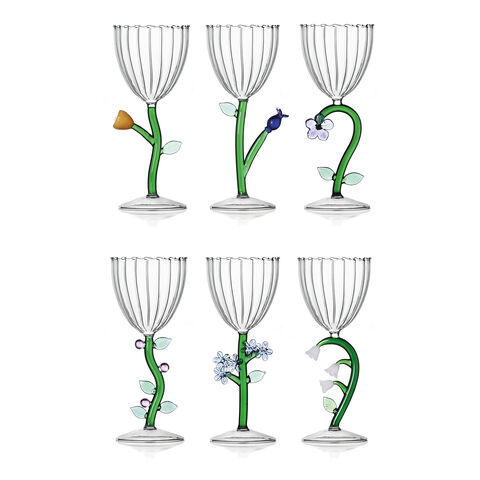 Optical Stemmed Wine Goblets set, 6 pieces