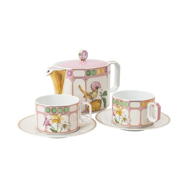 Teaset (5 pcs) from the Swarovski IDYLLIA Marshmallow collection in porcelain, suitable for two people. image number 1