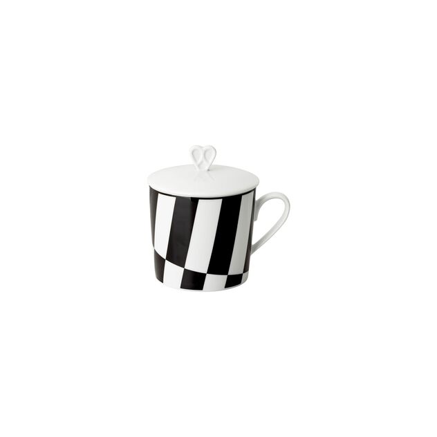 Mug with handle and lid (11.4 cm, 0.38 l) from the Rosenthal Home Monochrome Stripes collection. image number 0