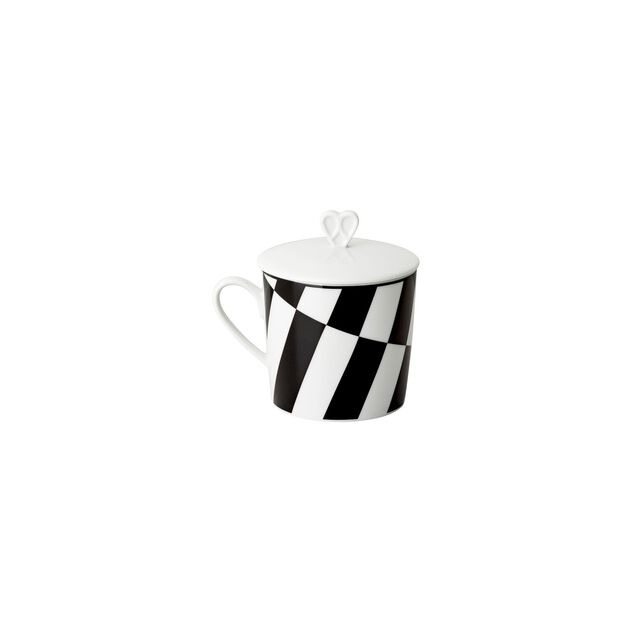 Mug with handle and lid (11.90 cm, 0.38 l) from the Rosenthal Home Monochrome Stripes collection. image number 1