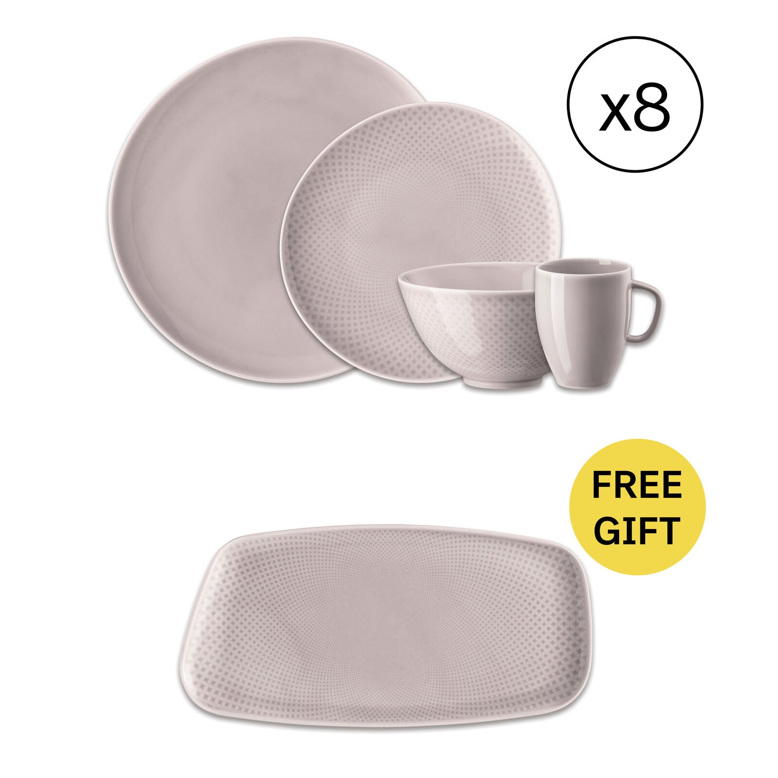 Dinnerware Set for 8 People 32 Pieces with Free Gift image number null