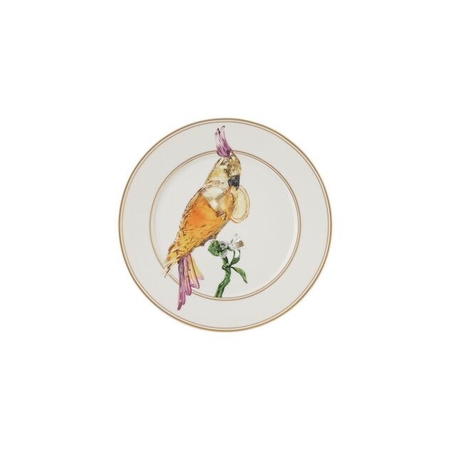 Cockatoo plate (18 cm) from the Swarovski IDYLLIA collection in porcelain. image number 0