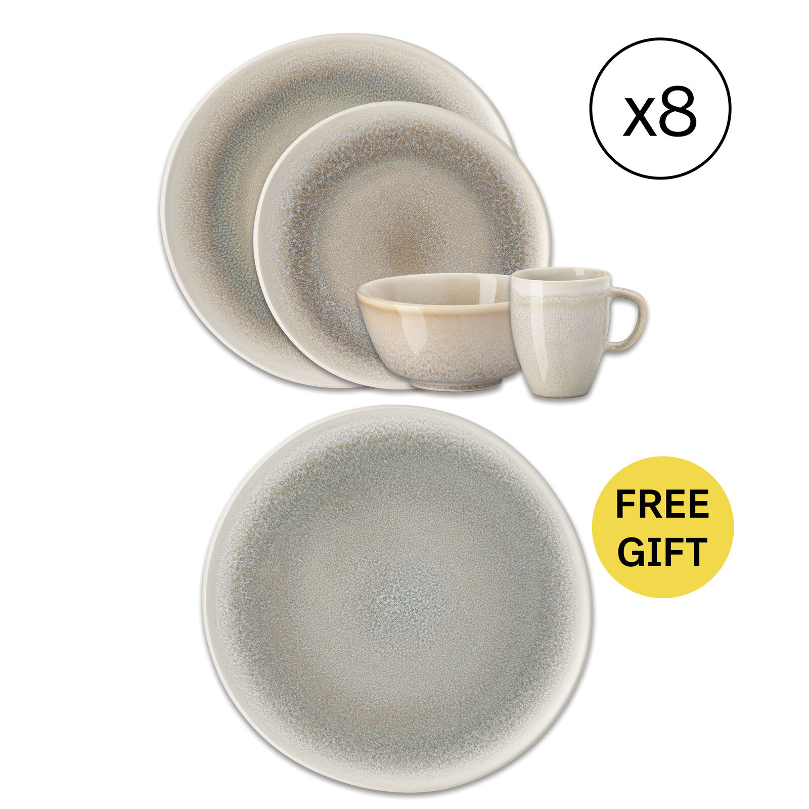 Dinnerware Set for 8 People 32 Pieces with Free Gift image number null