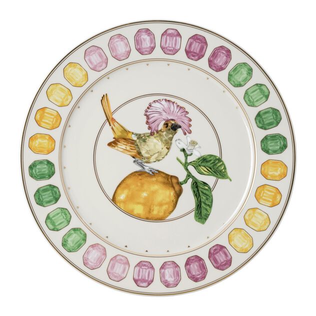 Charger plate (33 cm) from the Swarovski IDYLLIA collection, featuring Flycatcher decor in porcelain. image number 0