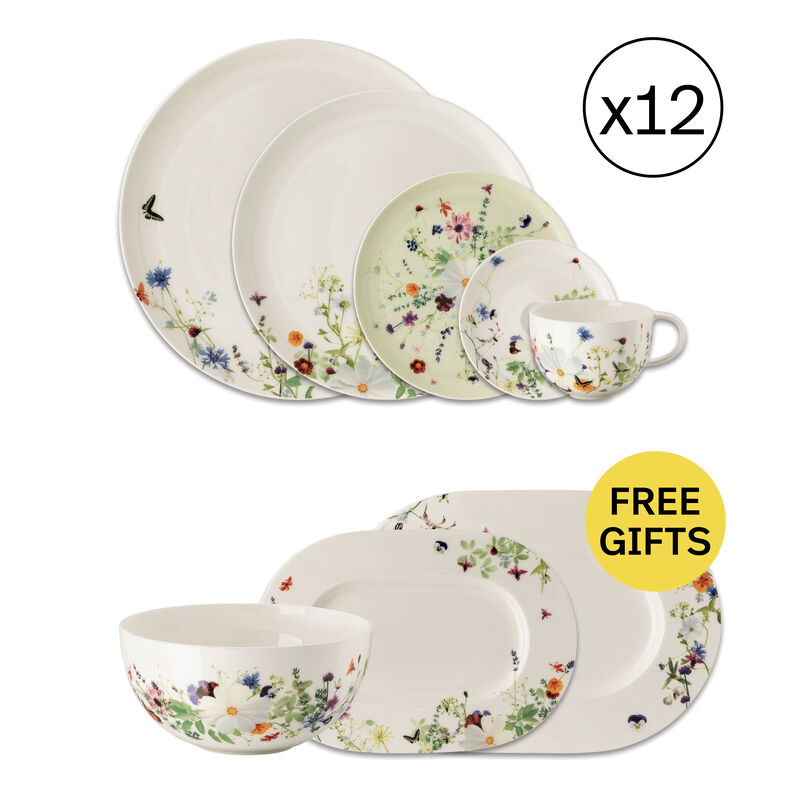 Dinnerware Set for 12 People 60 Pieces with Free Gifts