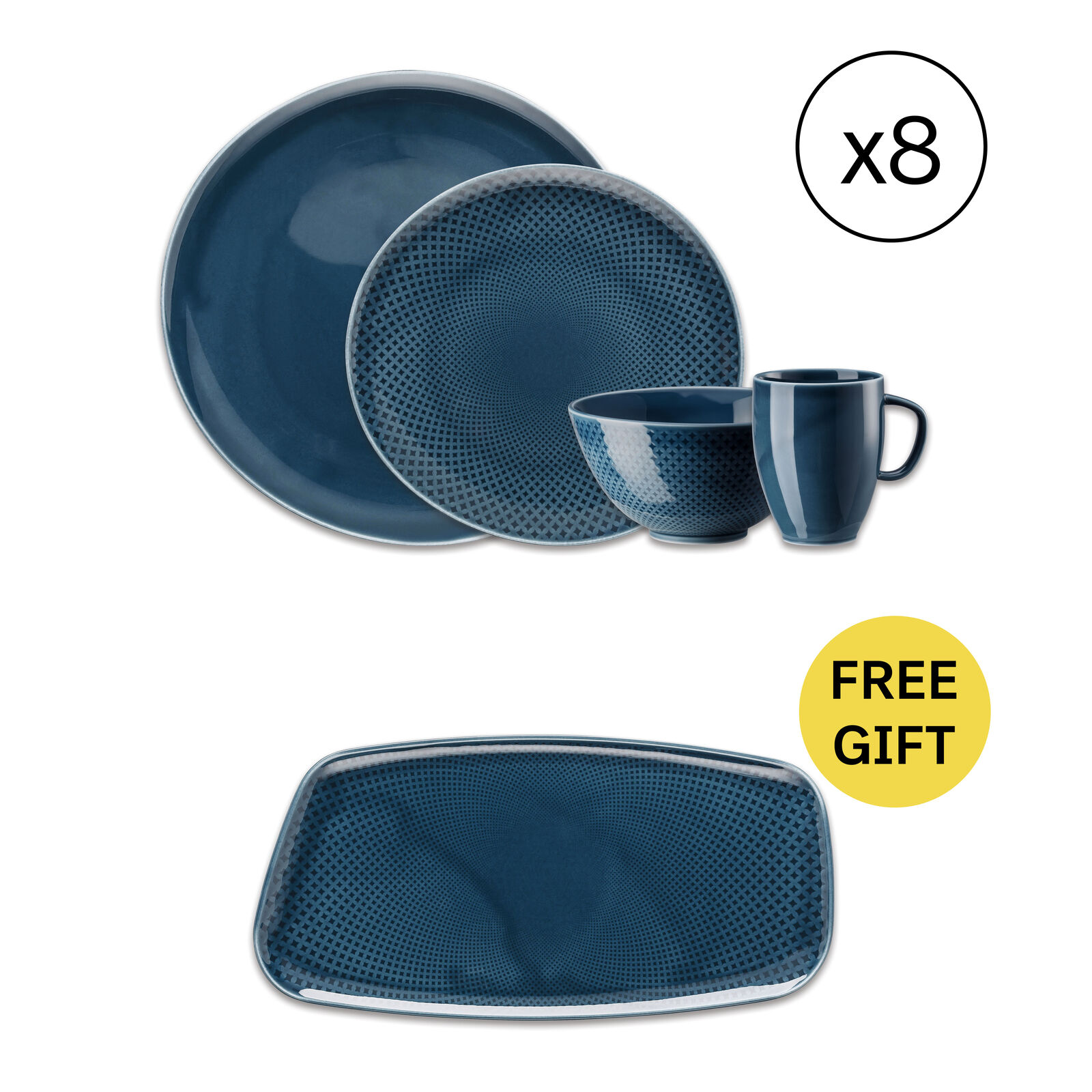 Dinnerware Set for 8 People 32 Pieces with Free Gift image number null