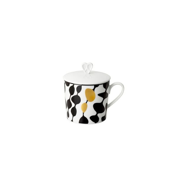 Mug with handle and lid (11.90 cm, 0.38 l) from the Rosenthal Home Monochrome Bubbles collection. image number 0