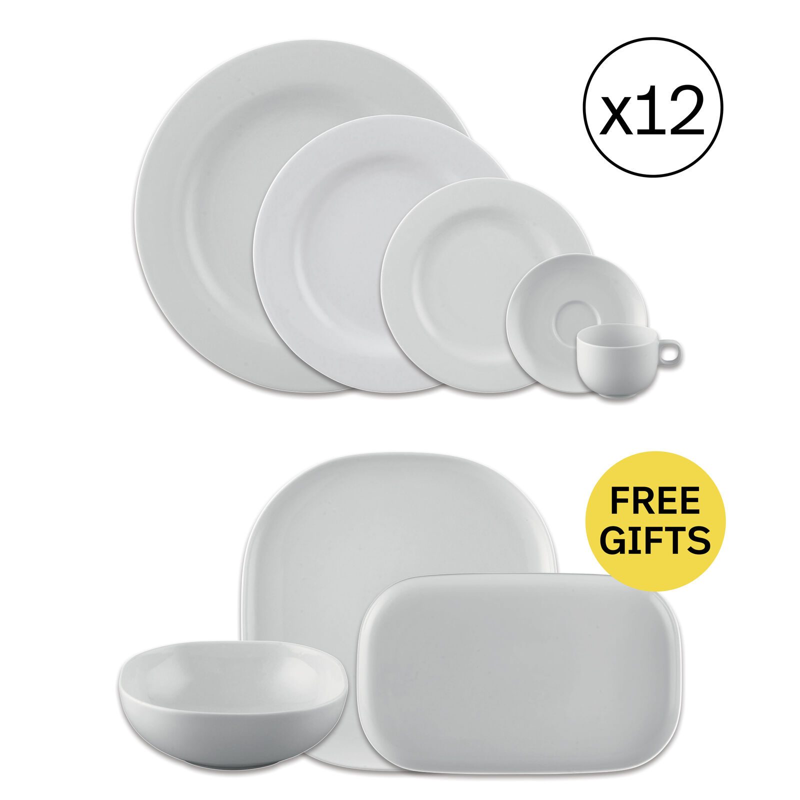 Dinnerware Set for 12 People 60 Pieces with Free Gifts image number null