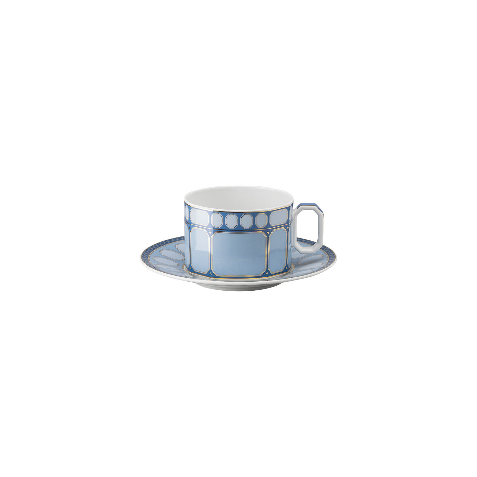 Rosenthal Porcelain, Tea Cup & Saucer, Swarovski SIGNUM Azure
