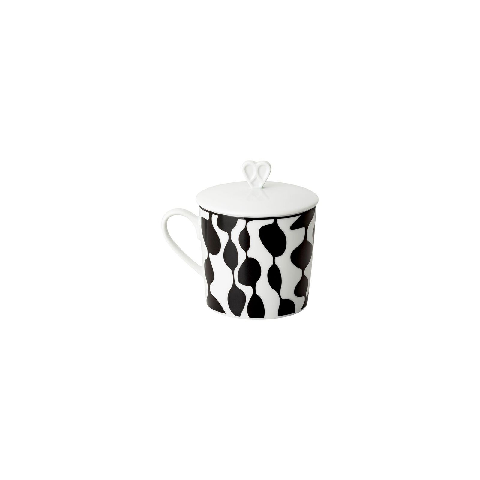 Mug with handle and lid (11.90 cm, 0.38 l) from the Rosenthal Home Monochrome Bubbles collection. image number null