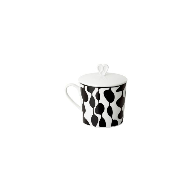 Mug with handle and lid (11.90 cm, 0.38 l) from the Rosenthal Home Monochrome Bubbles collection. image number 1