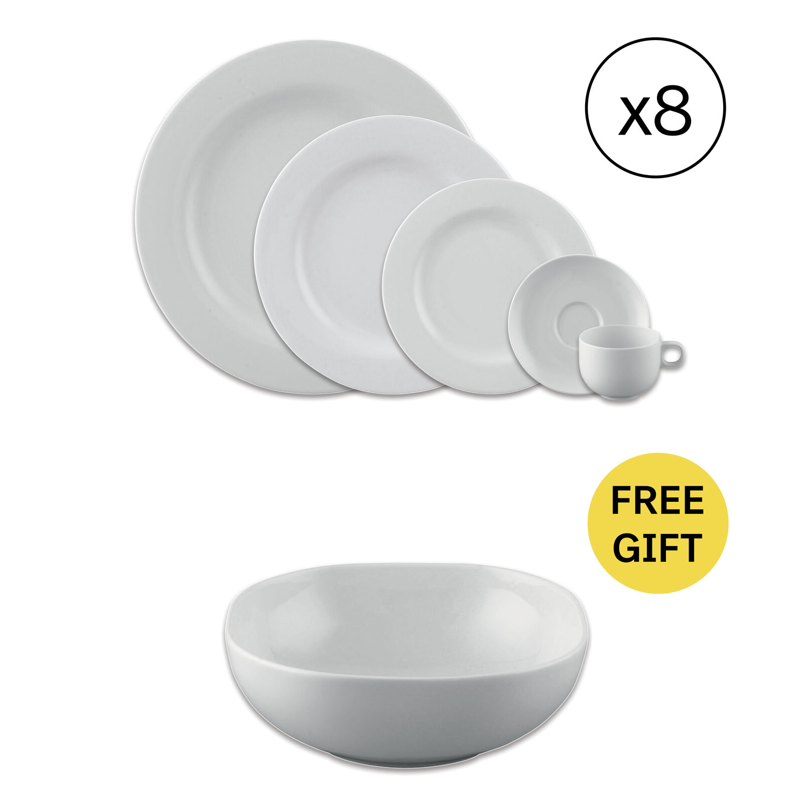 Dinnerware Set for 8 People 40 Pieces with Free Gift image number null