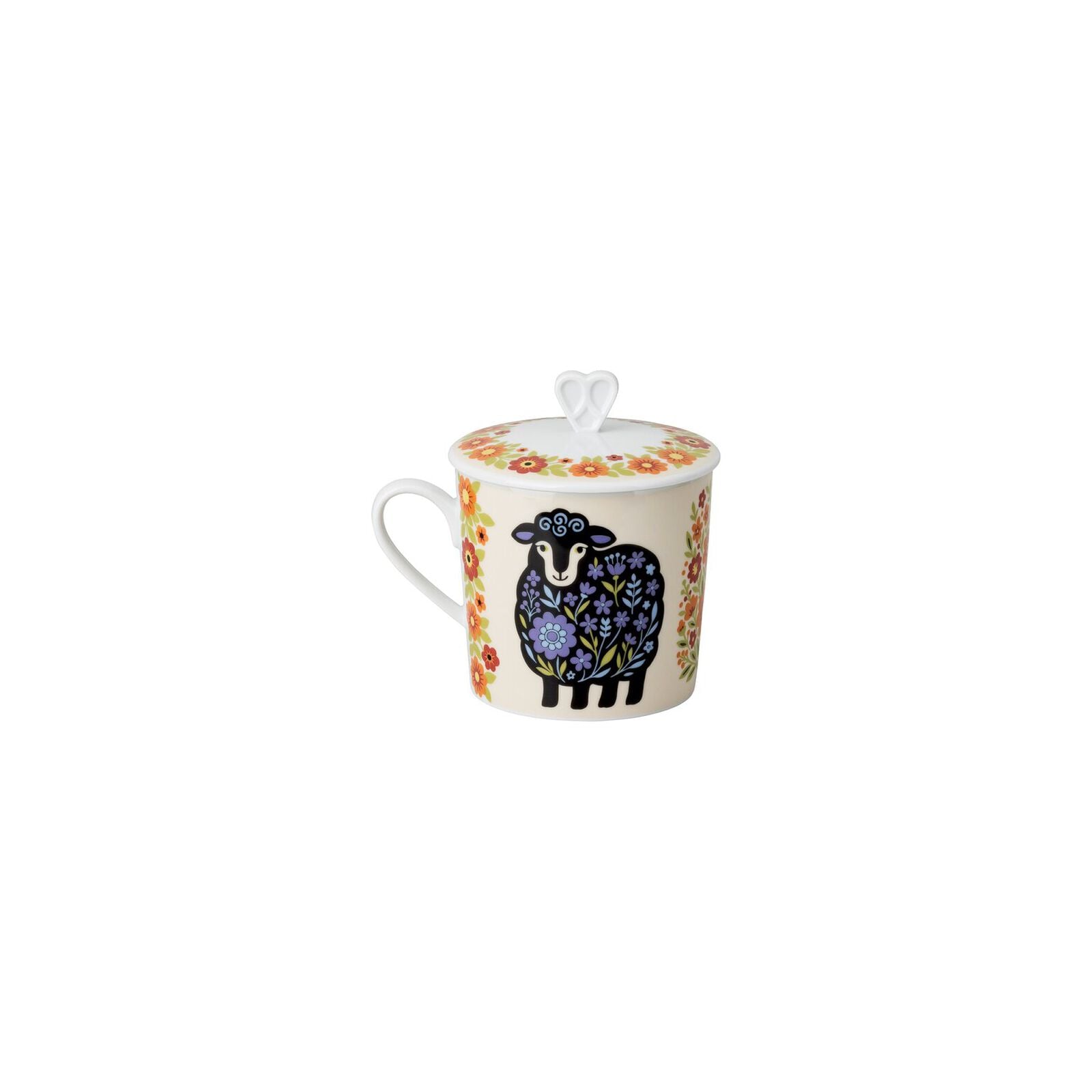 Mug with handle and lid (11.90 cm, 0.38 l) from the Rosenthal Home Flower Farm collection. image number null