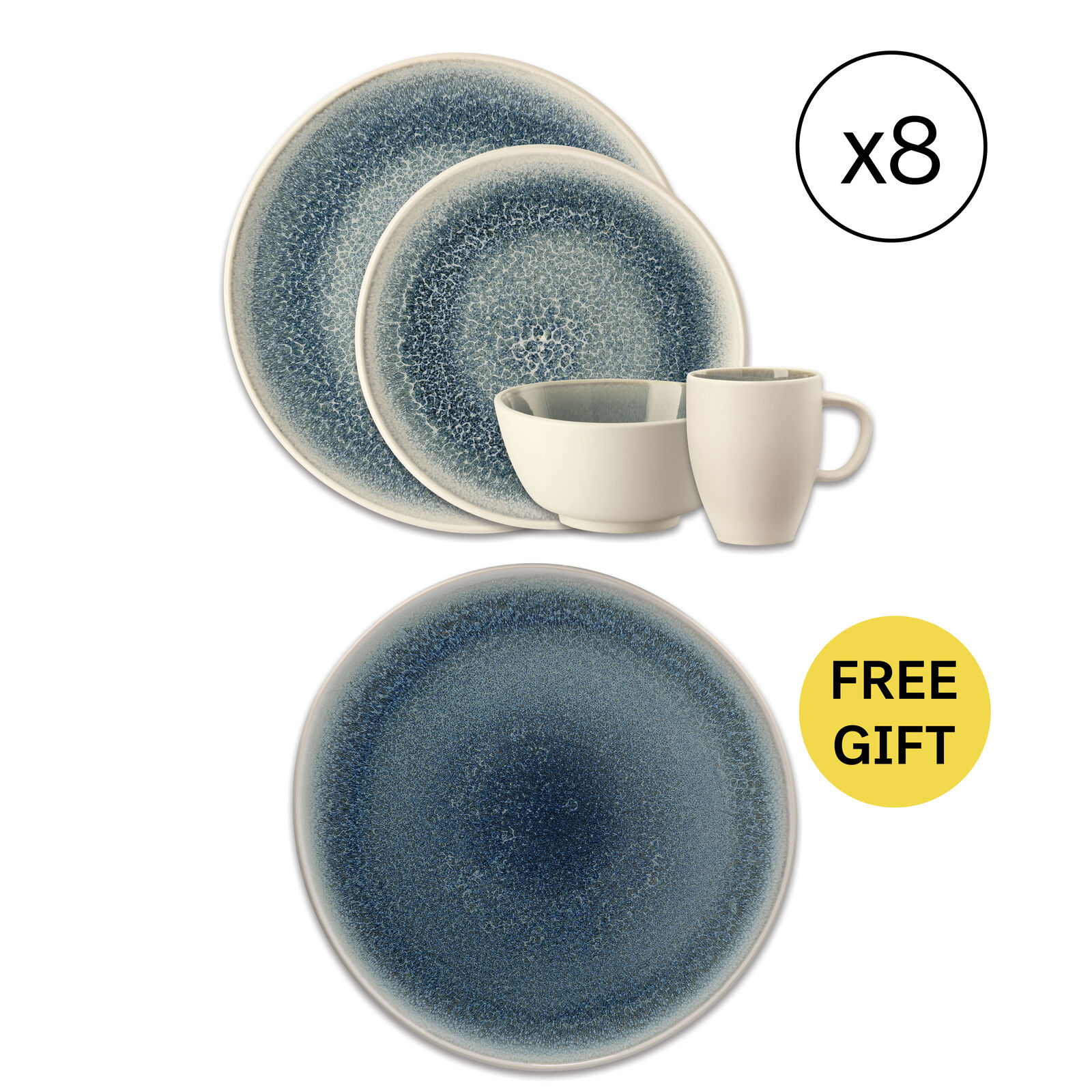Dinnerware Set for 8 People 32 Pieces with Free Gift image number null